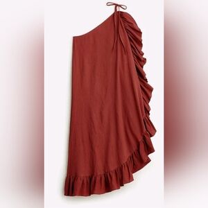 NWT: J Crew Ruffle one-shoulder cover-up dress in soft gauze in Chimney Sz Large